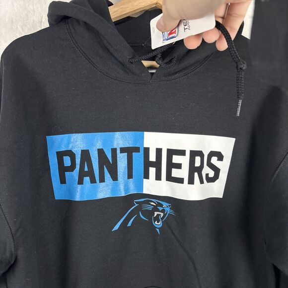 Carolina Panthers NFL Team Black Pullover Hoodie Sweatshirt Mens Medium NWT - Picture 2 of 5